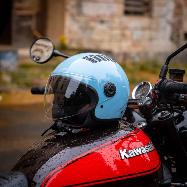 Kask motocyklowy otwarty W-TEC Baraldo Celeste ∙ uchylny wizjer ∙ zapięcie mikrometryczne ∙ wyjmowana wyściółka ∙ homologacja