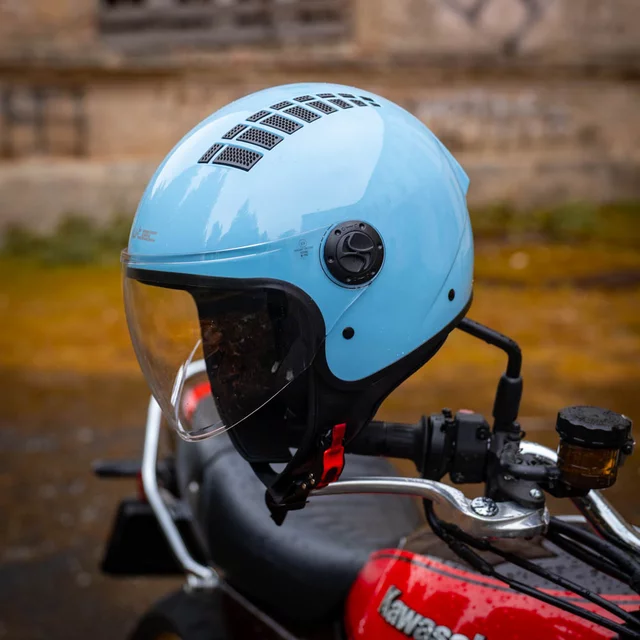 Kask motocyklowy otwarty W-TEC Baraldo Celeste ∙ uchylny wizjer ∙ zapięcie mikrometryczne ∙ wyjmowana wyściółka ∙ homologacja