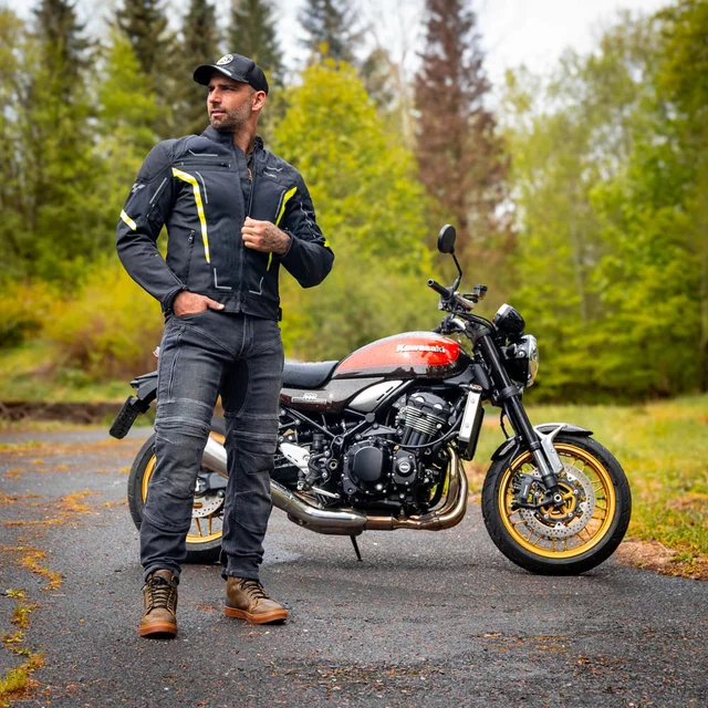Męskie jeansy motocyklowe W-TEC Biterillo Evo ∙ ochraniacze ∙ wzmocnienia aramidowe ∙ wentylacja na udach ∙ elastyczny denim