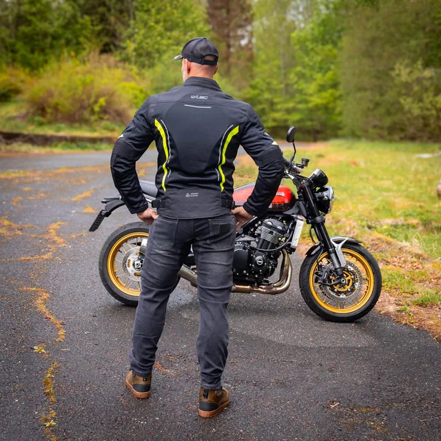 Męskie jeansy motocyklowe W-TEC Biterillo Evo ∙ ochraniacze ∙ wzmocnienia aramidowe ∙ wentylacja na udach ∙ elastyczny denim