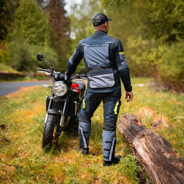 Kurtka motocyklowa W-TEC Modock ∙ trójwarstwowa ∙ wypinana podpinka ∙ membrana wodoodporna ∙ ochraniacze CE ∙ wentylacja AirVent - czarno-niebiesko-fluo-żółty