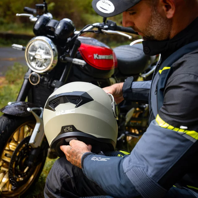 Kask motocyklowy enduro Flip-Up W-TEC Biscaia P/J - beżowy matowy
