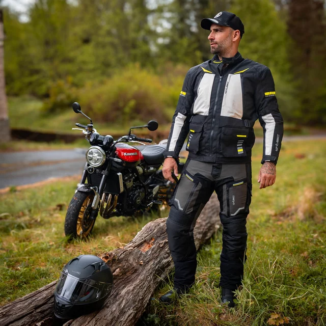 Męskie spodnie motocyklowe W-TEC Daimick ∙ trójwarstwowe ∙ certyfikowane ochraniacze ∙ elastyczne panele ∙ odblaski ∙ cargo kieszenie