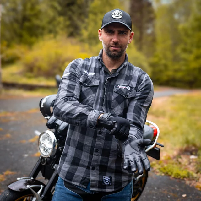 Rękawice motocyklowe W-TEC Struge ∙ lekkie skórzane ∙ ochrona kostek i dłoni ∙ podwójna skóra wewnętrzna ∙ mankiet rzepowy