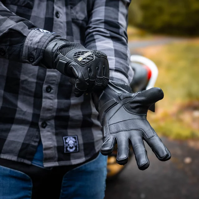 Rękawice motocyklowe W-TEC Kosor ∙ skórzane z protektorami tpu ∙ przewiewna mesh ∙ wzmocniona dłoń ∙ zapięcie na rzep
