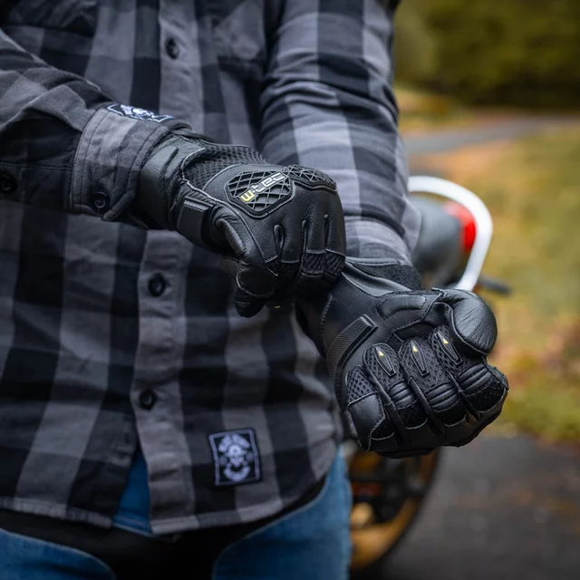 Rękawice motocyklowe W-TEC Kosor ∙ skórzane z protektorami tpu ∙ przewiewna mesh ∙ wzmocniona dłoń ∙ zapięcie na rzep