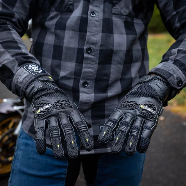 Rękawice motocyklowe W-TEC Kosor ∙ skórzane z protektorami tpu ∙ przewiewna mesh ∙ wzmocniona dłoń ∙ zapięcie na rzep