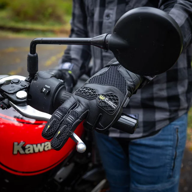 Rękawice motocyklowe W-TEC Kosor ∙ skórzane z protektorami tpu ∙ przewiewna mesh ∙ wzmocniona dłoń ∙ zapięcie na rzep