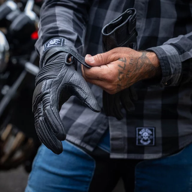 Rękawice motocyklowe W-TEC Gabello ∙ skórzane ∙ piankowe panele ochronne ∙ wentylacja ∙ zapięcie na rzep
