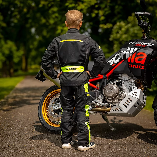 Regulowane dziecięce spodnie motocyklowe W-TEC Pinapoco ∙ ochraniacze kolan EN 1621-1 ∙ wentylacja mesh∙ odblaski ∙ zamek do kurtki
