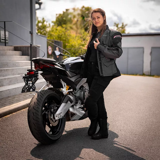 Damska kurtka motocyklowa W-TEC Barbata - czarno-szaro-różowy