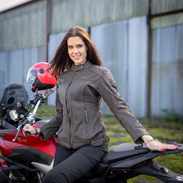 Damska skórzana kurtka motocyklowa W-TEC Kaika - Brązowy