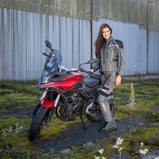 Damska turystyczna kurtka motocyklowa W-TEC Smackton Lady - Szary pomarańczowy