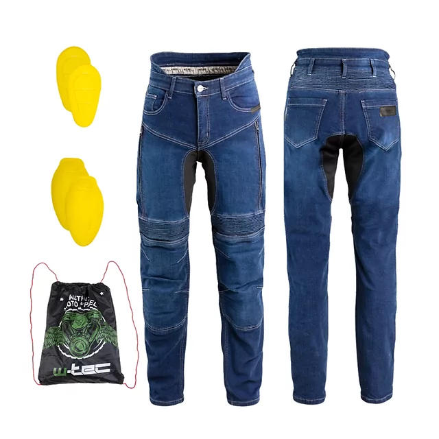 Męskie jeansy motocyklowe W-TEC Biterillo Evo ∙ ochraniacze ∙ wzmocnienia aramidowe ∙ wentylacja na udach ∙ elastyczny denim