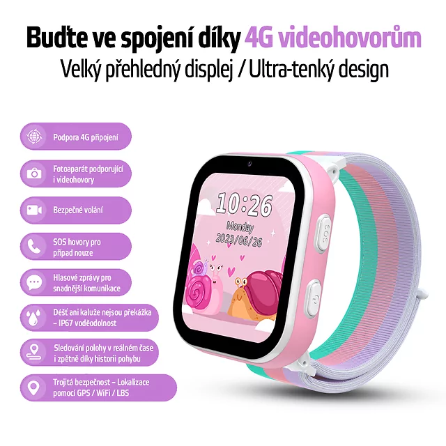 Smartwatch dziecięcy inSPORTline Cubbio ∙ wymienne ramki ∙ śledzenie GPS ∙ przycisk SOS ∙ połączenia głosowe ∙ IP 67 ∙ karta SIM