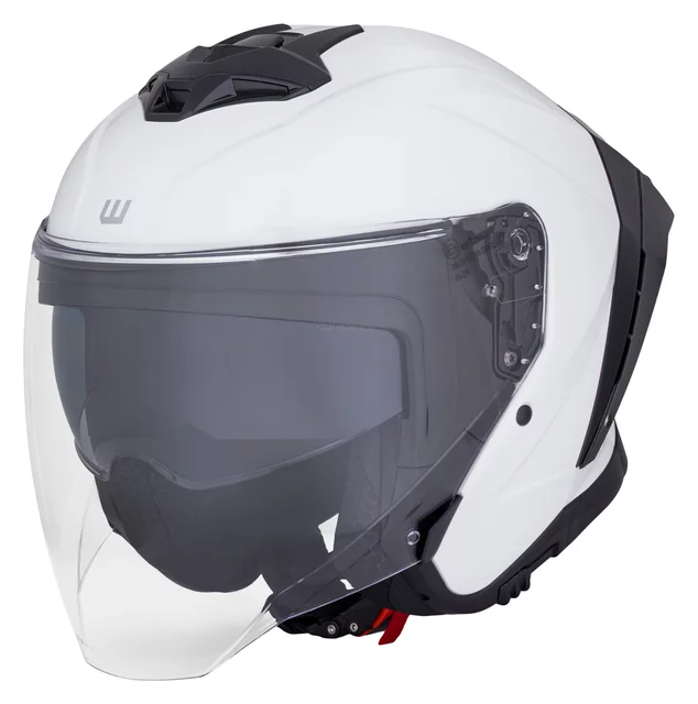 Kask motocyklowy W-TEC Voltik ∙ blenda przeciwsłoneczna ∙ podnoszony wizjer ∙ kompatybilny z interkomem ∙ ECE 22.06 - czarny mat - Biały błyszczący