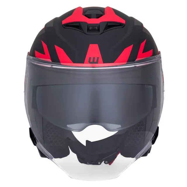 Kask motocyklowy W-TEC Voltik Graphic ∙ blenda przeciwsłoneczna ∙ wentylacja ∙ wyjmowana wyściółka ∙ homologacja ECE 22.06 - Czerwony