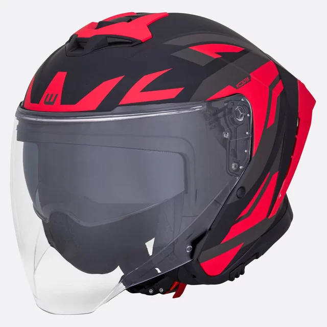 Kask motocyklowy W-TEC Voltik Graphic ∙ blenda przeciwsłoneczna ∙ wentylacja ∙ wyjmowana wyściółka ∙ homologacja ECE 22.06 - Czerwony - Czerwony