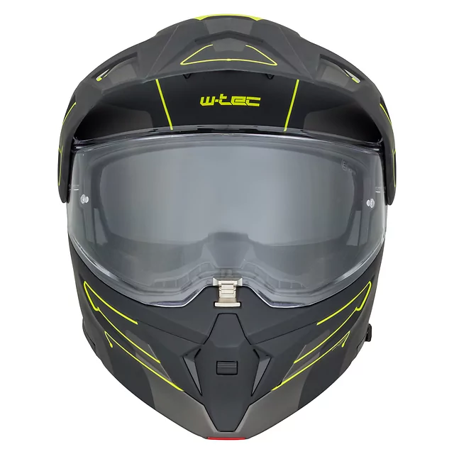 Kask motocyklowy szczękowy 3w1 W-TEC Neovu Graphic ∙ blenda przeciwsłoneczna ∙ demontowalny daszek - szaro-czerwono-niebieski