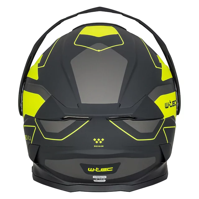 Kask motocyklowy szczękowy 3w1 W-TEC Neovu Graphic ∙ blenda przeciwsłoneczna ∙ demontowalny daszek - szaro-czerwono-niebieski