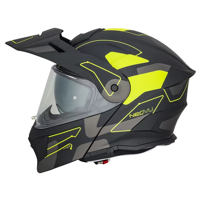 Kask motocyklowy szczękowy 3w1 W-TEC Neovu Graphic ∙ blenda przeciwsłoneczna ∙ demontowalny daszek - szaro-czerwono-niebieski