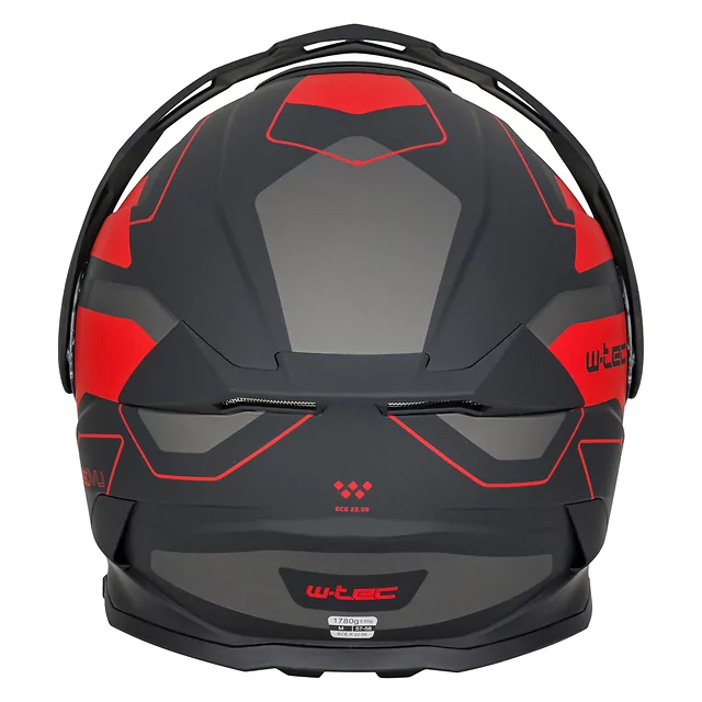 Kask motocyklowy szczękowy 3w1 W-TEC Neovu Graphic ∙ blenda przeciwsłoneczna ∙ demontowalny daszek - szaro-czerwono-niebieski