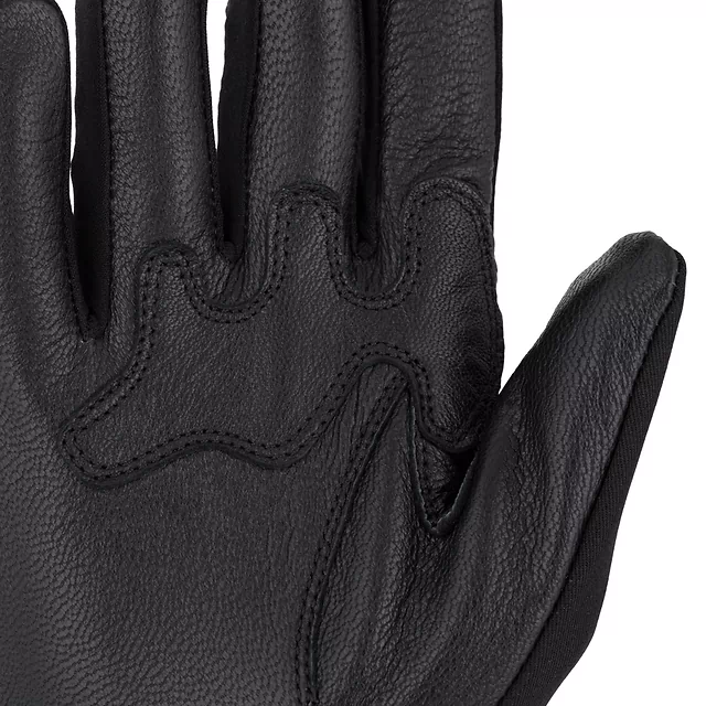 Rękawice motocyklowe W-TEC Trebizat ∙ skórzane z softshellem ∙ piankowa amortyzacja ∙ neoprenowy mankiet na rzep ∙ krótki krój - Czarny