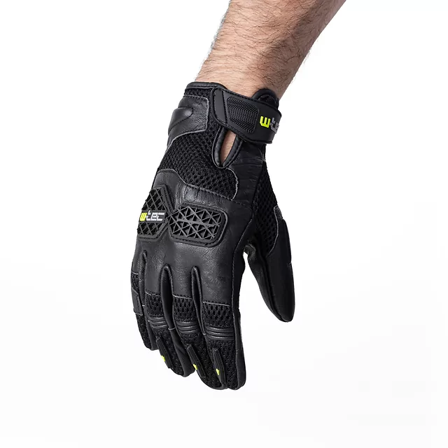 Rękawice motocyklowe W-TEC Kosor ∙ skórzane z protektorami tpu ∙ przewiewna mesh ∙ wzmocniona dłoń ∙ zapięcie na rzep