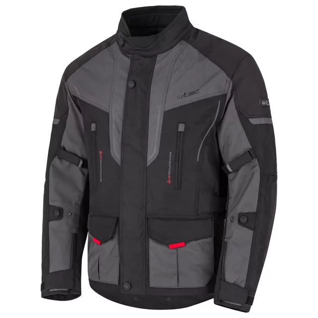 Męska kurtka motocyklowa W-TEC Xeniaq ∙ ochraniacze CE ∙ membrana wodoodporna ∙ podpinka termo ∙ AirVent - Czarno-szary