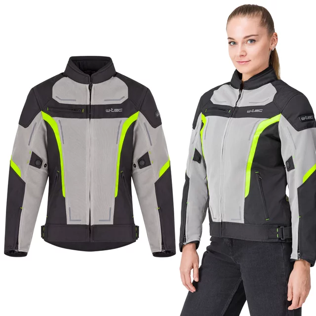 Letnia damska kurtka motocyklowa W-TEC Mirelia ∙ system AirVent ∙ protektory CE ∙ odpinana membrana ∙ elementy odblaskowe Visionight - czarno-szary-fluo - czarno-szary-fluo