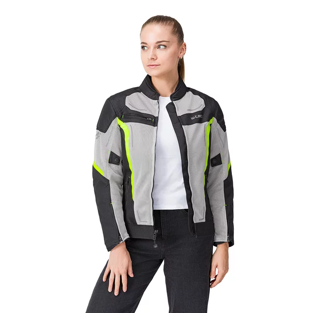Letnia damska kurtka motocyklowa W-TEC Mirelia ∙ system AirVent ∙ protektory CE ∙ odpinana membrana ∙ elementy odblaskowe Visionight - czarno-szary-fluo
