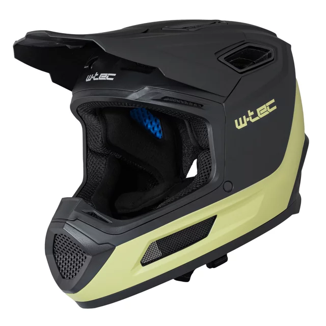Kask rowerowy integralny full face do downhill W-TEC Salonna ∙ system ERT® ∙ wyjmowana wyściółka ∙ daszek - Czarny-Khaki