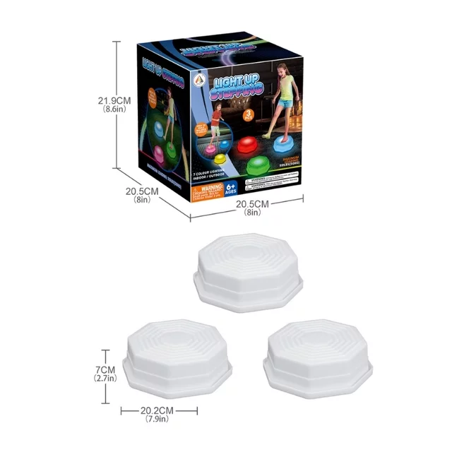 Świecące kamienie do zabawy dla dzieci inSPORTline LS03 ∙ 3 szt. ∙ 7 efektów LED ∙ antypoślizgowe ∙ nośność 50 kg