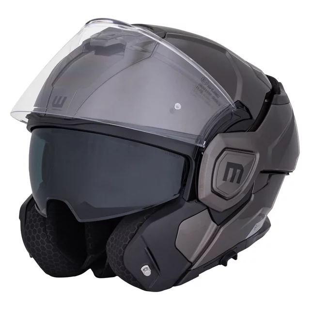 Kask motocyklowy szczękowy W-TEC Zoroz P/J ∙ wizjer pinlock ∙ osłona przeciwsłoneczna ∙ wentylacja - Metaliczny szary