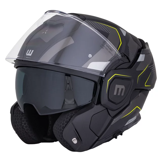 Kask motocyklowy szczękowy W-TEC Zoroz P/J ∙ wizjer pinlock ∙ osłona przeciwsłoneczna ∙ wentylacja - Metaliczny szary