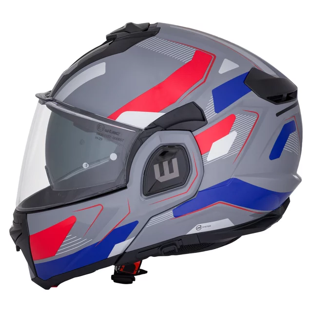 Kask motocyklowy szczękowy W-TEC Zoroz P/J ∙ wizjer pinlock ∙ osłona przeciwsłoneczna ∙ wentylacja - Metaliczny szary