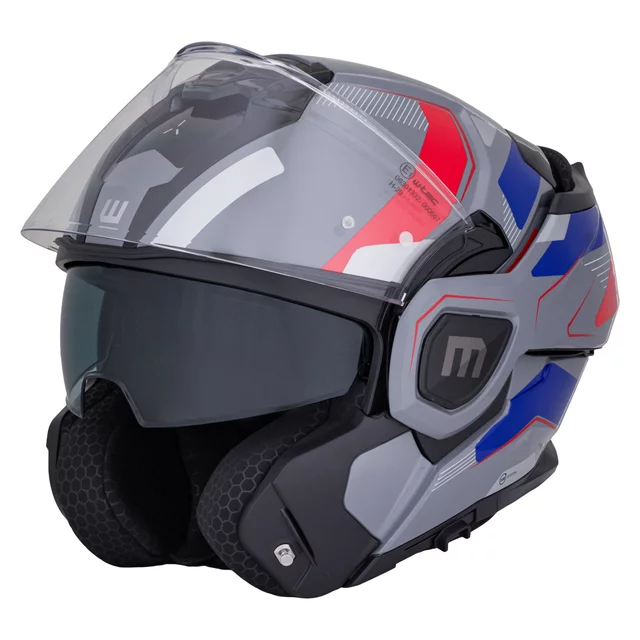 Kask motocyklowy szczękowy W-TEC Zoroz P/J ∙ wizjer pinlock ∙ osłona przeciwsłoneczna ∙ wentylacja - Metaliczny szary