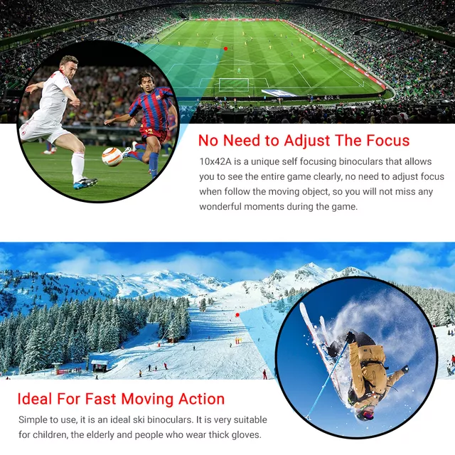 Lornetka Apexel 10x42 AutoFocus ∙ autofokus ∙ powłoki antyrefleksyjne ∙ pryzmat BAK4 ∙ pole widzenia 101 m/1000 m ∙ waga 595 g ∙ aluminiowa obudowa z gumą