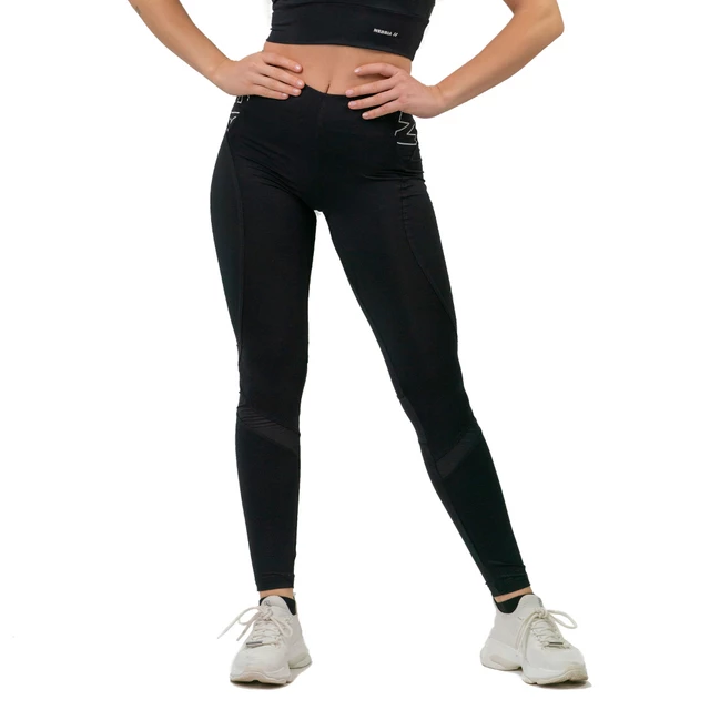 Legginsy damskie z wysokim stanem Nebbia FIT Activewear 443 - Czarny - Czarny