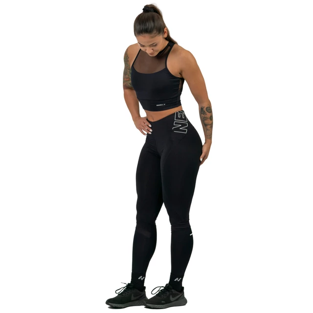 Legginsy damskie z wysokim stanem Nebbia FIT Activewear 443 - Czarny
