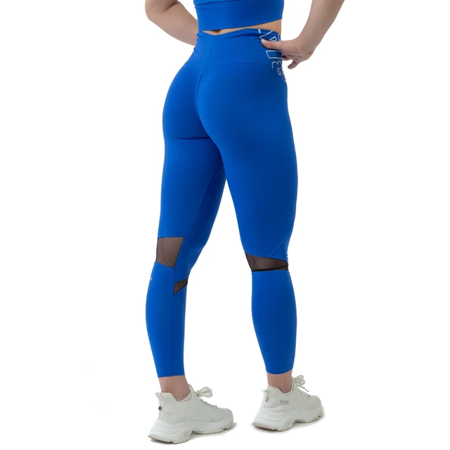 Legginsy damskie z wysokim stanem Nebbia FIT Activewear 443 - Czarny - Niebieski