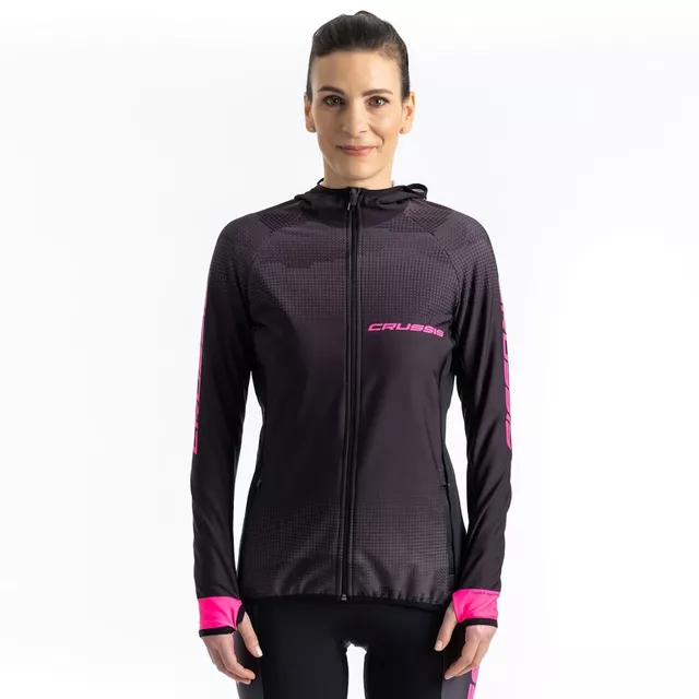 Damska bluzka sportowa rowerowa CRUSSIS CSW-099 - Czarno-różowy