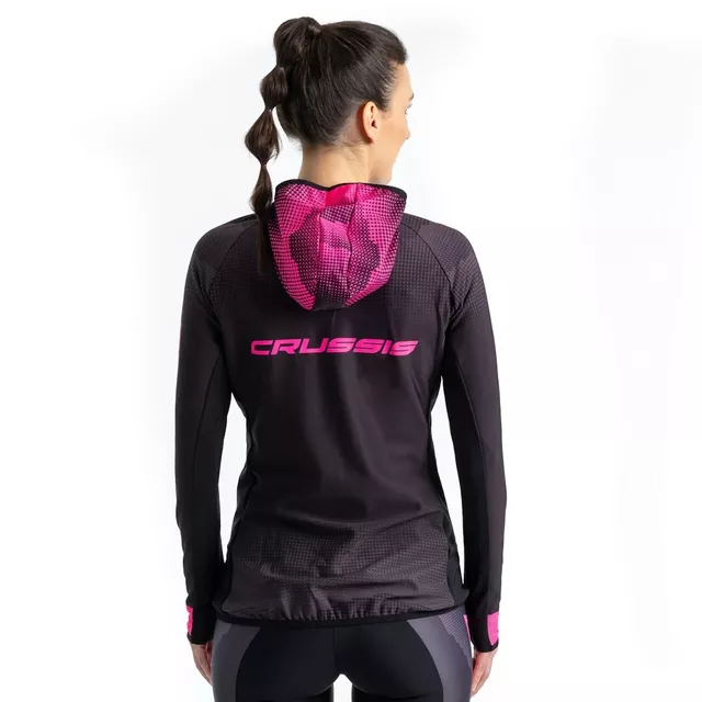 Damska bluzka sportowa rowerowa CRUSSIS CSW-099 - Czarno-różowy