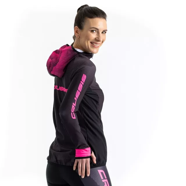 Damska bluzka sportowa rowerowa CRUSSIS CSW-099 - Czarno-różowy