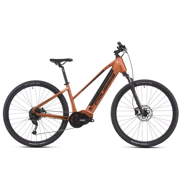 Damski rower elektryczny crossowy Crussis e-Cross Low 7.11 518Wh 28" - model 2026 ∙ bateria 518 Wh ∙ zasięg 130 km ∙ nośność 120 kg ∙ silnik Panasonic
