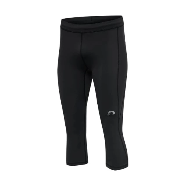 Legginsy męskie 3/4 kompresyjne Newline Core Knee Tights ∙ wsparcie mięśni ∙ panele wentylacyjne ∙ kieszeń zip ∙ odblaski - Czarny - Czarny