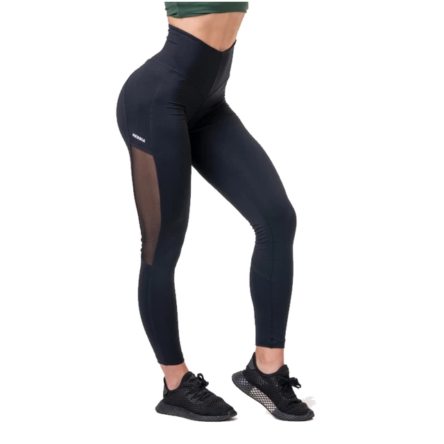 Damskie legginsy z wysokim stanem Nebbia Mesh 573 - Czarny - Czarny