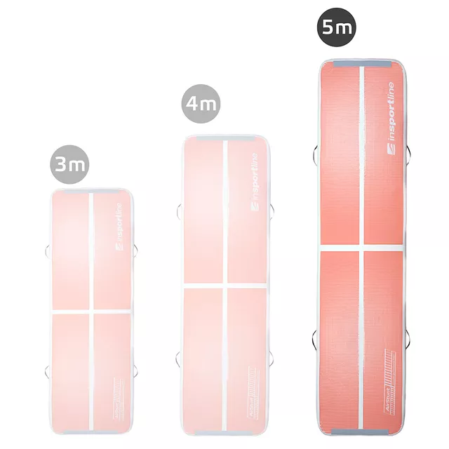 Ścieżka akrobatyczna do ćwiczeń Airtrack inSPORTline Airstunt 500x100x10 cm pink