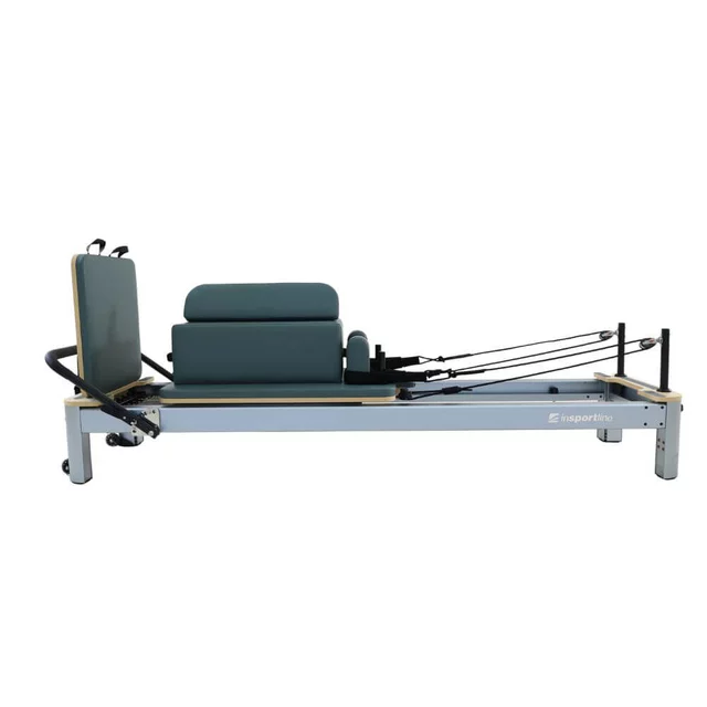 Reformer do pilatesu inSPORTline Oquiler ∙ system sprężynowy ∙ nośność 150 kg ∙ rama aluminiowa ∙ box w zestawie