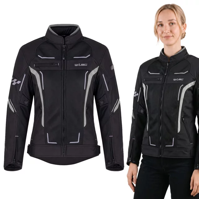 Letnia damska kurtka motocyklowa W-TEC Mirelia ∙ system AirVent ∙ protektory CE ∙ odpinana membrana ∙ elementy odblaskowe Visionight - Czarno-szary
